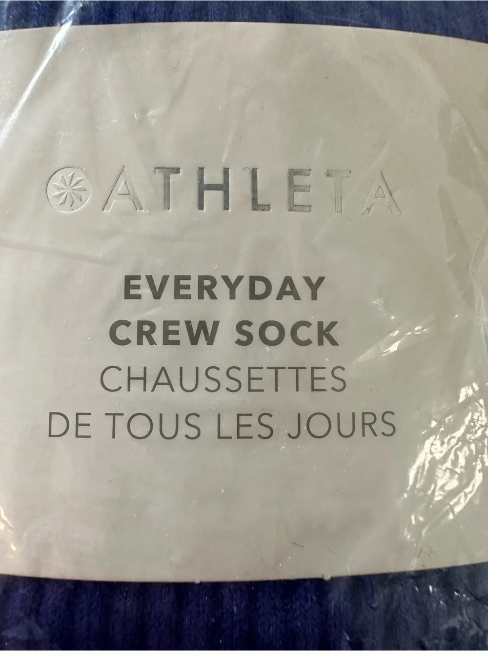 NWT AUTHENTIC ATHLETA Everyday Crew Socks Blue New in Original Packaging